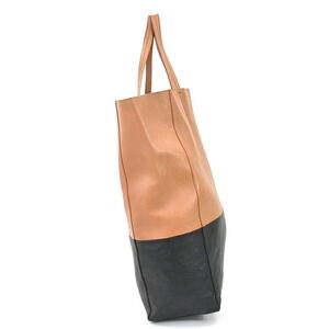 Celine Handbag Leather Vertical Camel Black Cabas Tan